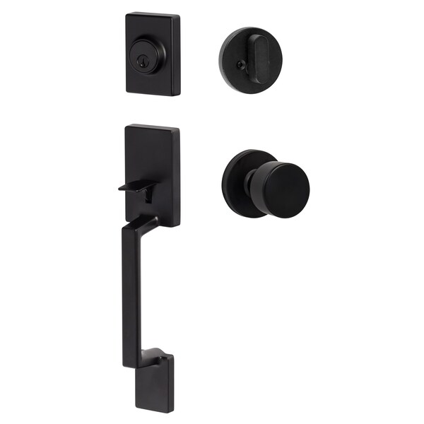 Sure-Loc Hardware Sure-Loc Hardware Stockholm Handleset, Bergen Round Handset Trim, Flat Black SH507-R-BG-RD FBL - main